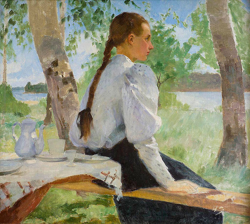 Young Girl Under the Birch Trees - Helene Schjerfbeck