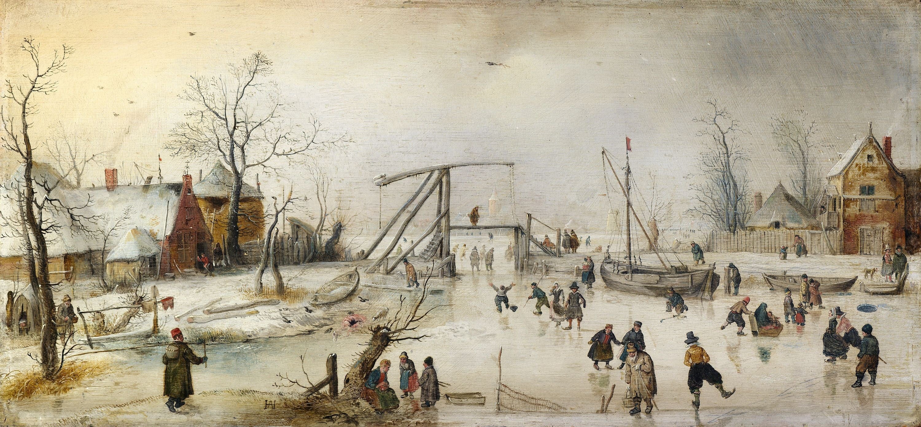 Scène sur la glace - Hendrick Avercamp image 1 tableau peint à l’huile sur toile