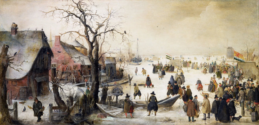 Scène d'hiver sur un canal - Hendrick Avercamp image 1 copie peinte à la main à l’huile