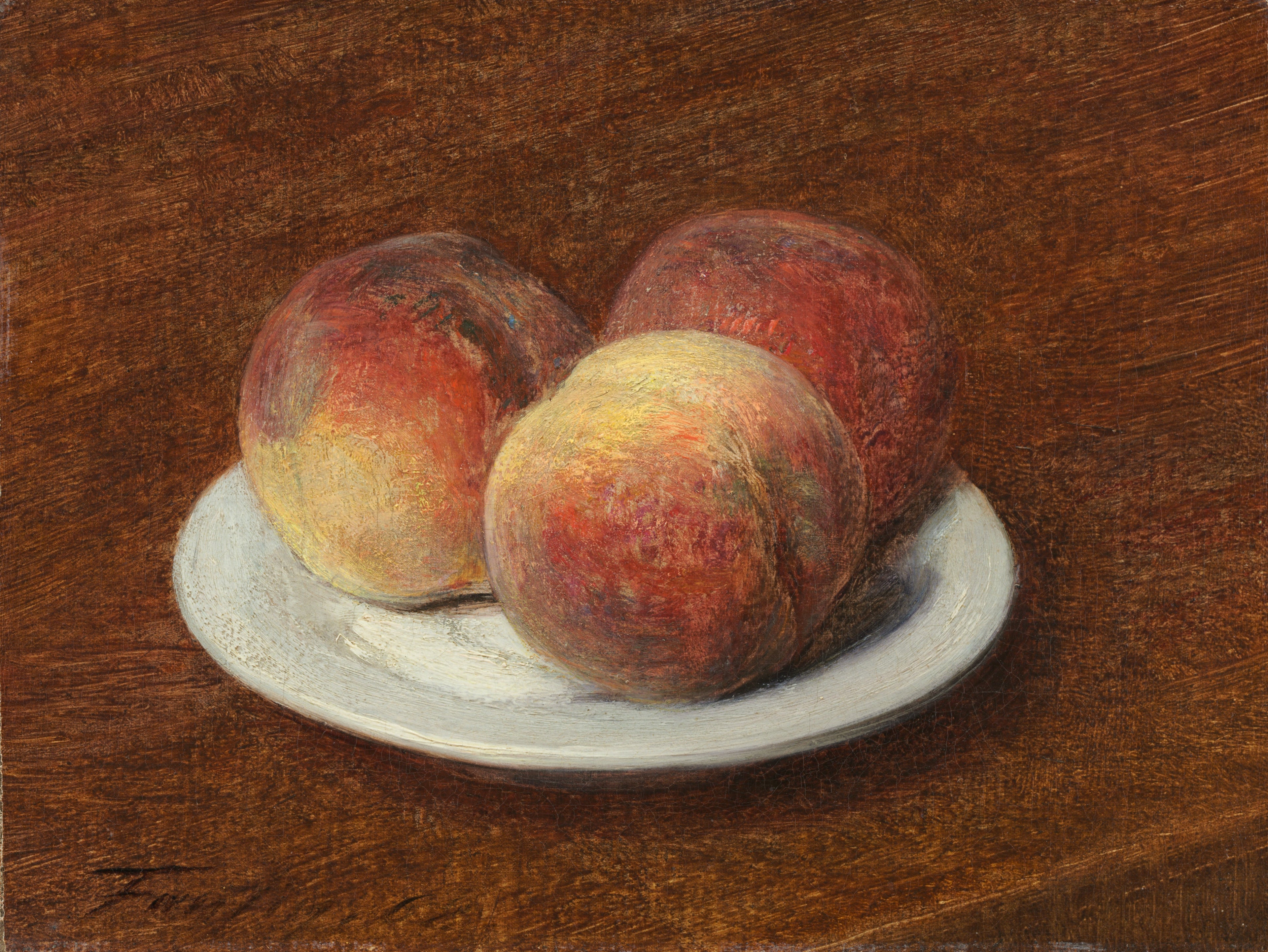 Trois pêches dans une assiette - Henri Fantin-Latour