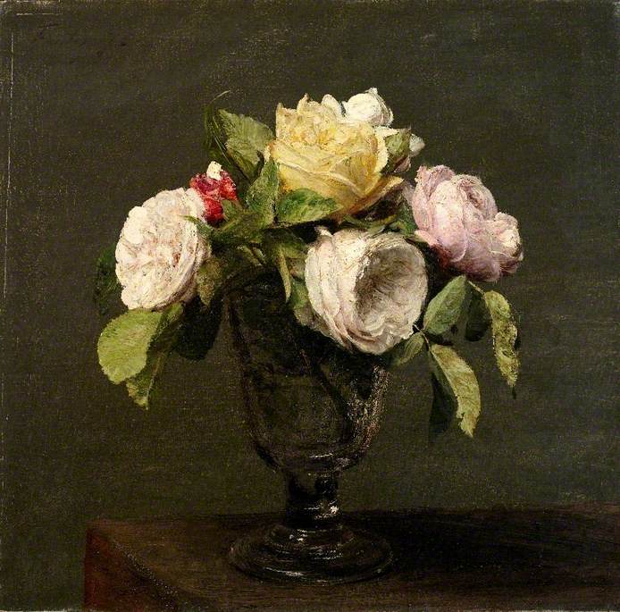Roses dans un Verre à Pied - Henri Fantin-Latour