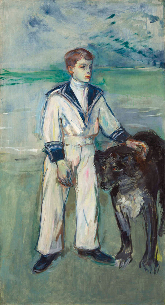 Reproduction du tableau « L'Enfant au chien, fils de Madame Marthe et la chienne Pamela, Taussat - Henri de Toulouse-Lautrec » par Alpha Reproduction en peinture à l’huile