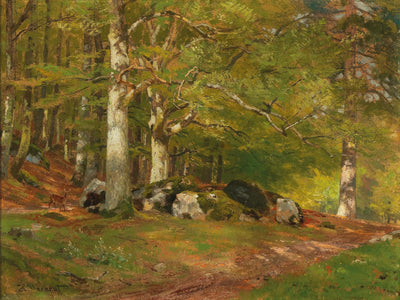 Scène de forêt avec des cerfs - Hugo Darnaut - Alpha Reproduction