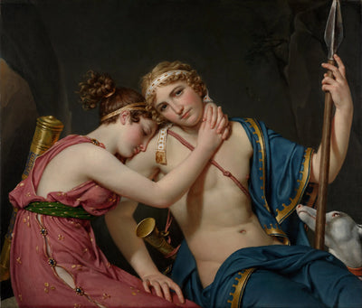 Reproduction du tableau « Les Adieux de Télémaque et d'Eucharis - Jacques-Louis David » par Alpha Reproduction en peinture à l’huile