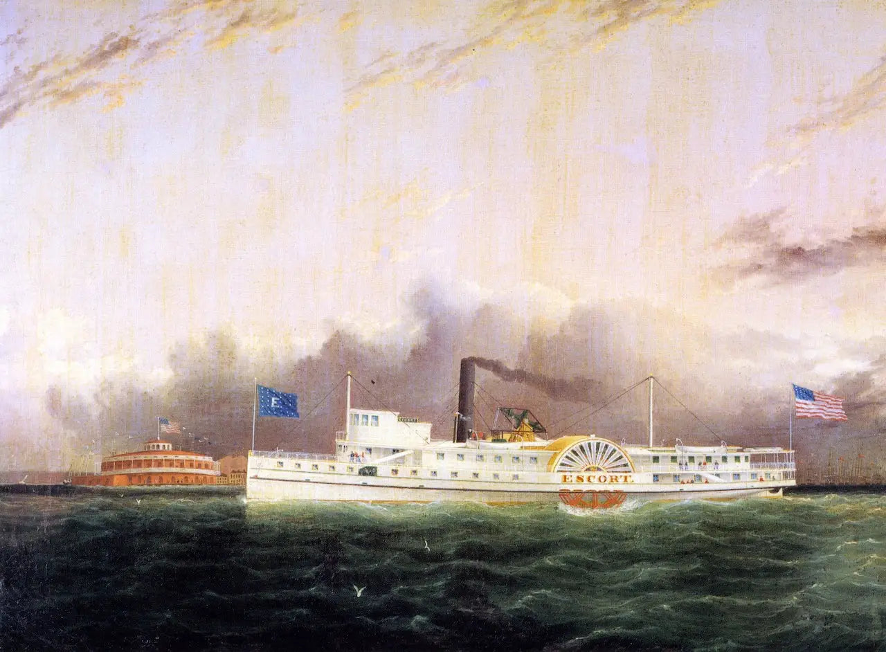 Le bateau à vapeur « Escord » au large de la batterie - James E. Buttersworth - Alpha Reproduction