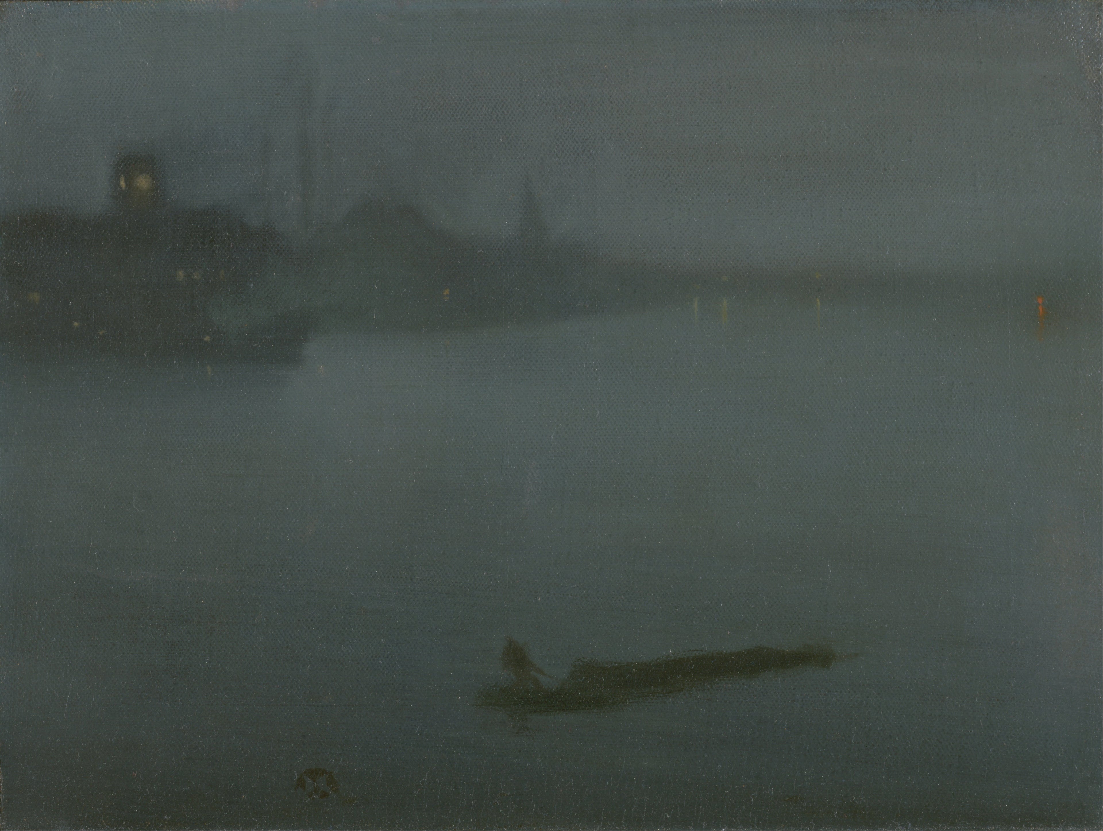 Reproduction du tableau « Nocturne en bleu et argent - James Abbott McNeill Whistler » par Alpha Reproduction en peinture à l’huile