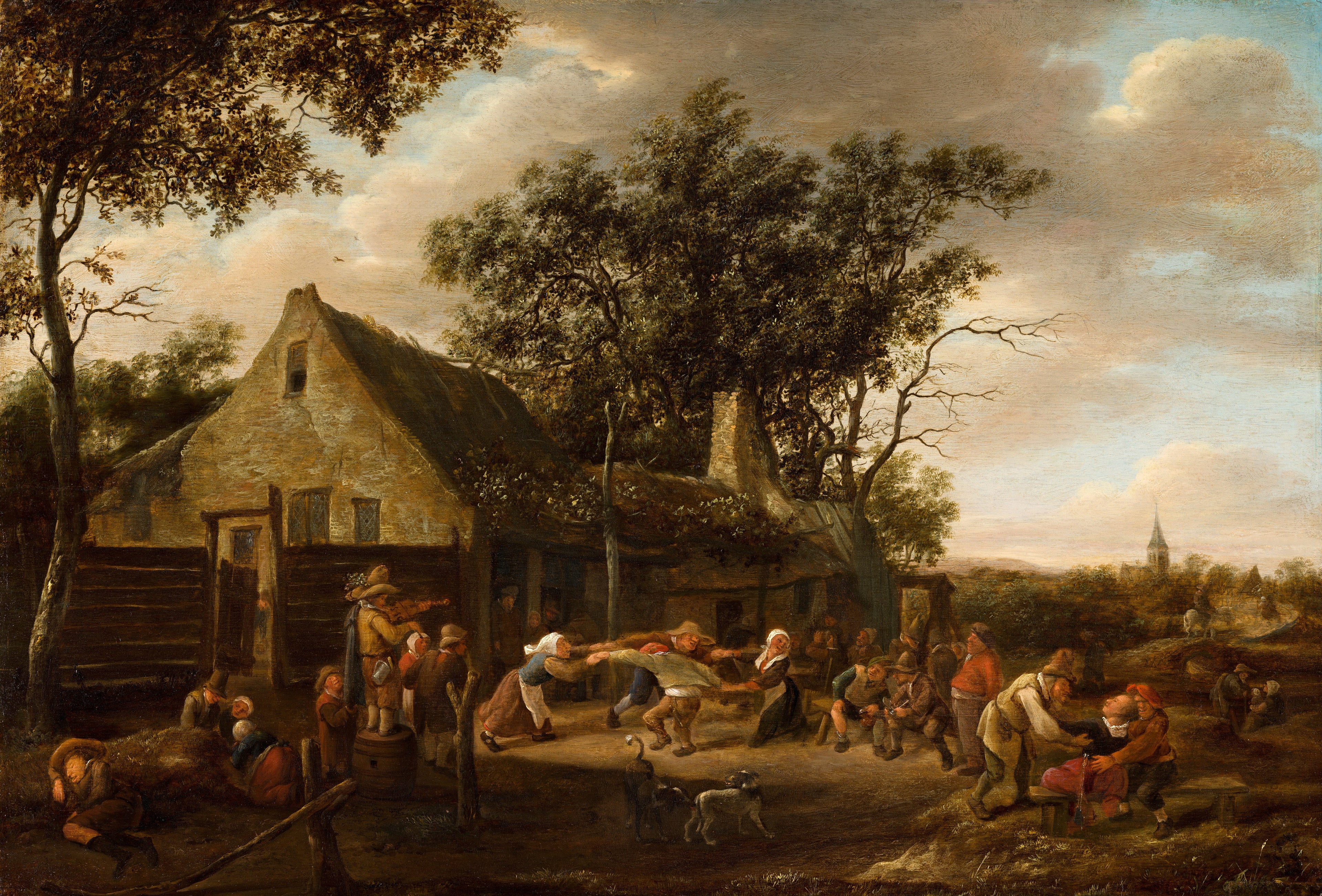 Des paysans dansant devant une auberge - Jan Steen image 1 reproduction réalisée par Alpha Reproduction