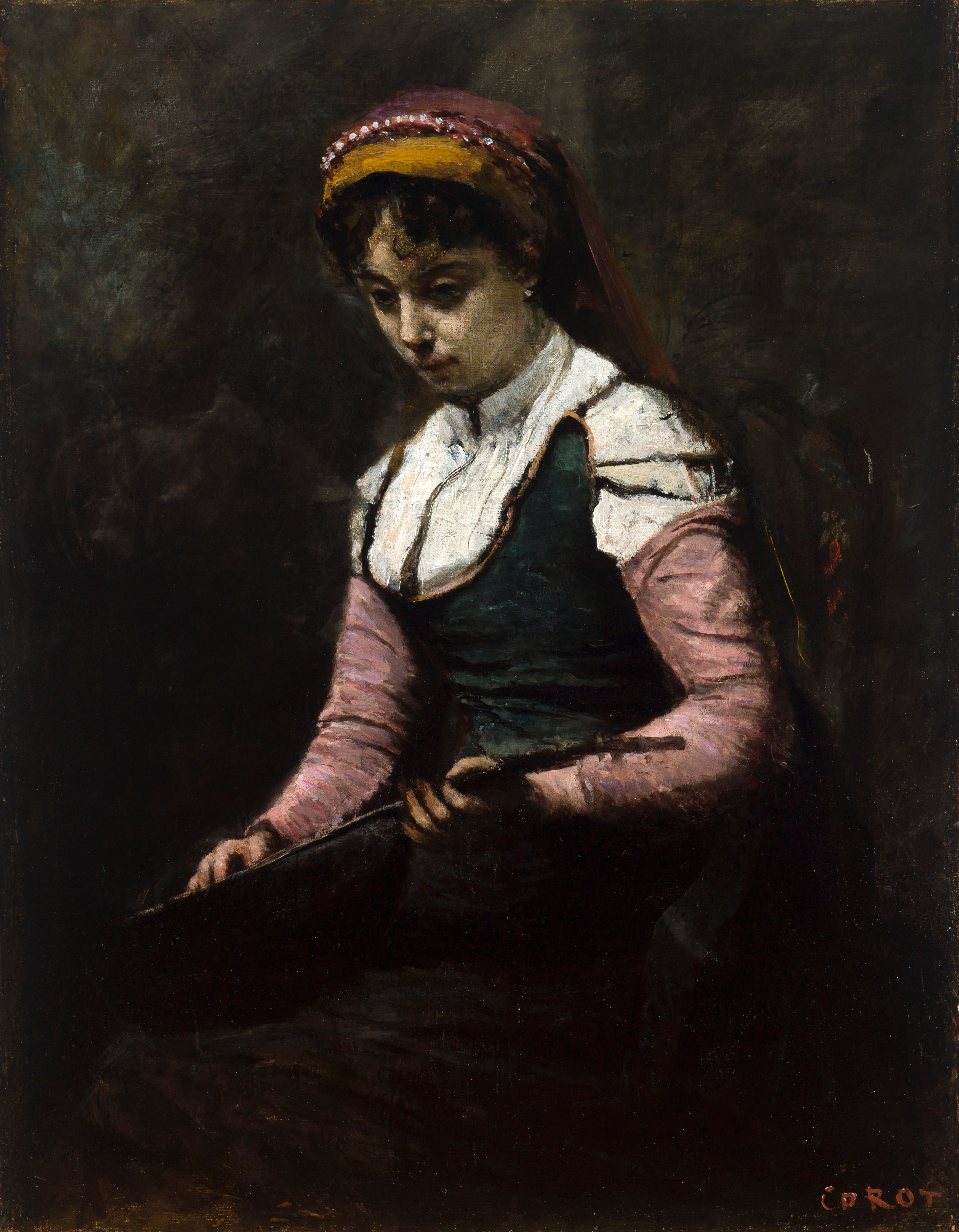 Femme à la Mandoline - Jean-Baptiste Camille Corot
