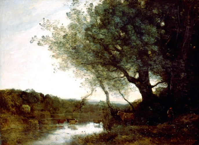 Le Passage du gué le soir - Jean-Baptiste Camille Corot