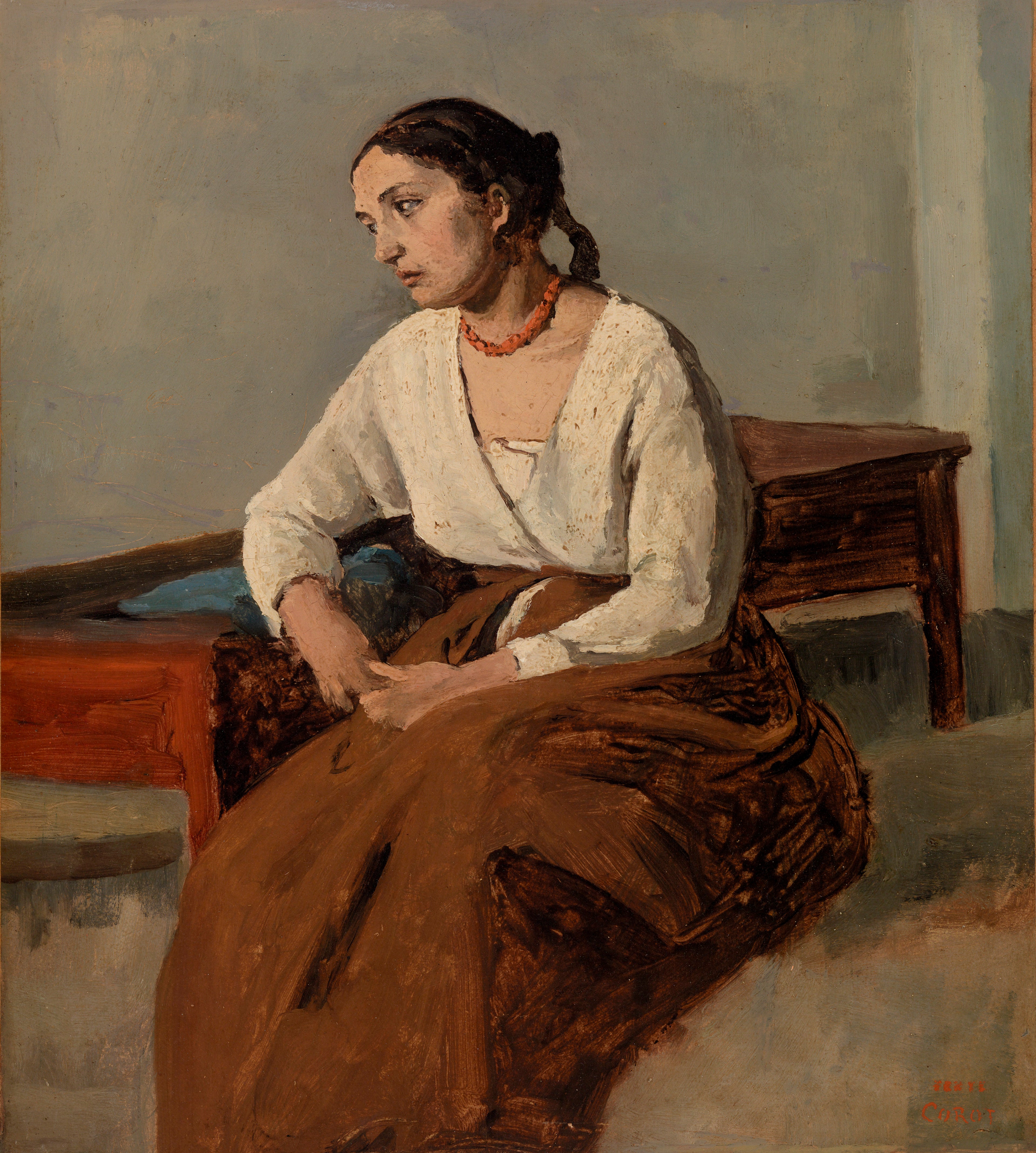 Italienne mélancolique (Rome) - Jean-Baptiste Camille Corot