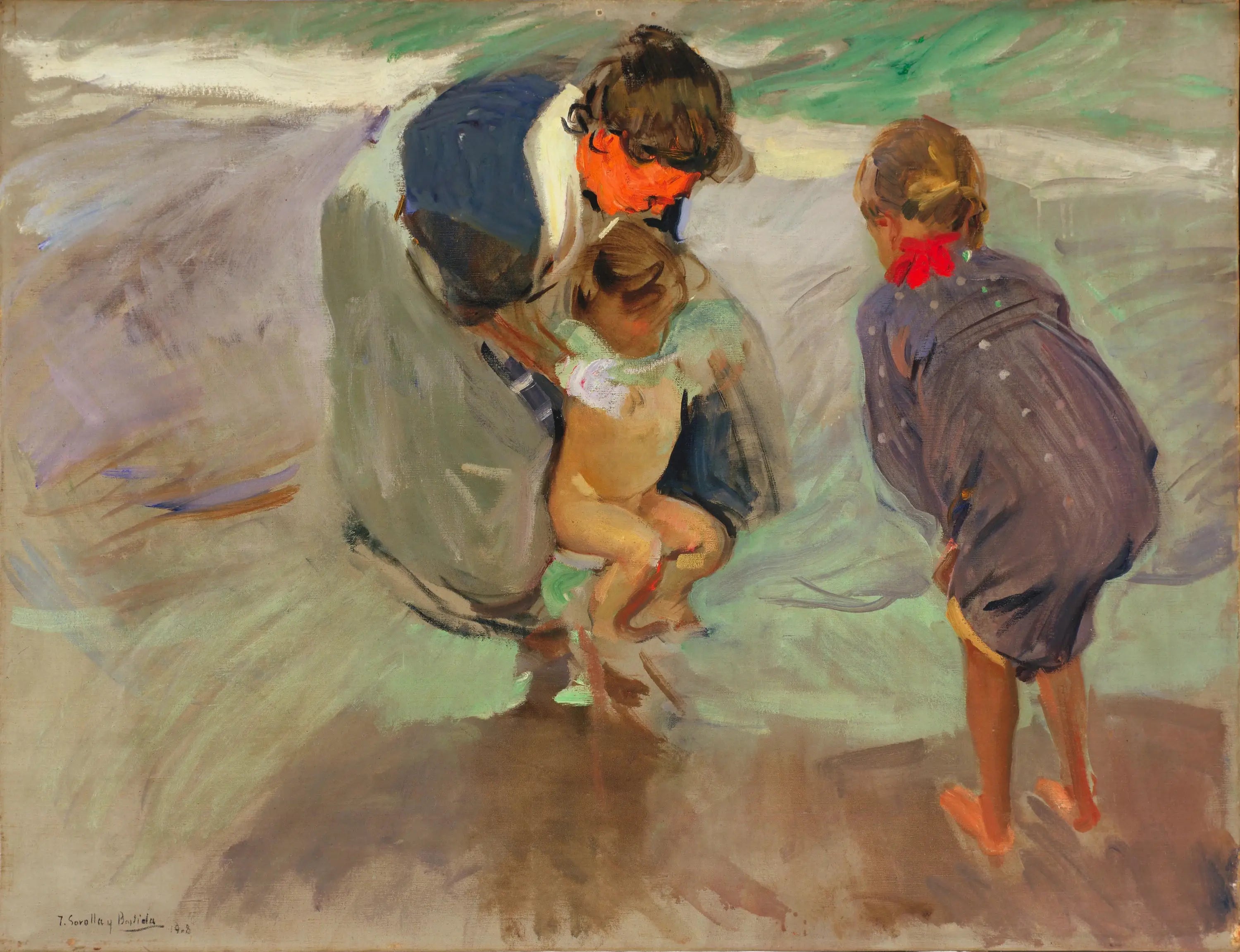 Reproduction du tableau « Sur la plage - Joaquín Sorolla » par Alpha Reproduction en peinture à l’huile