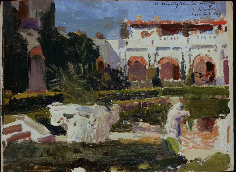 Reproduction du tableau « Croquis (Jardin) - Joaquín Sorolla » par Alpha Reproduction en peinture à l’huile