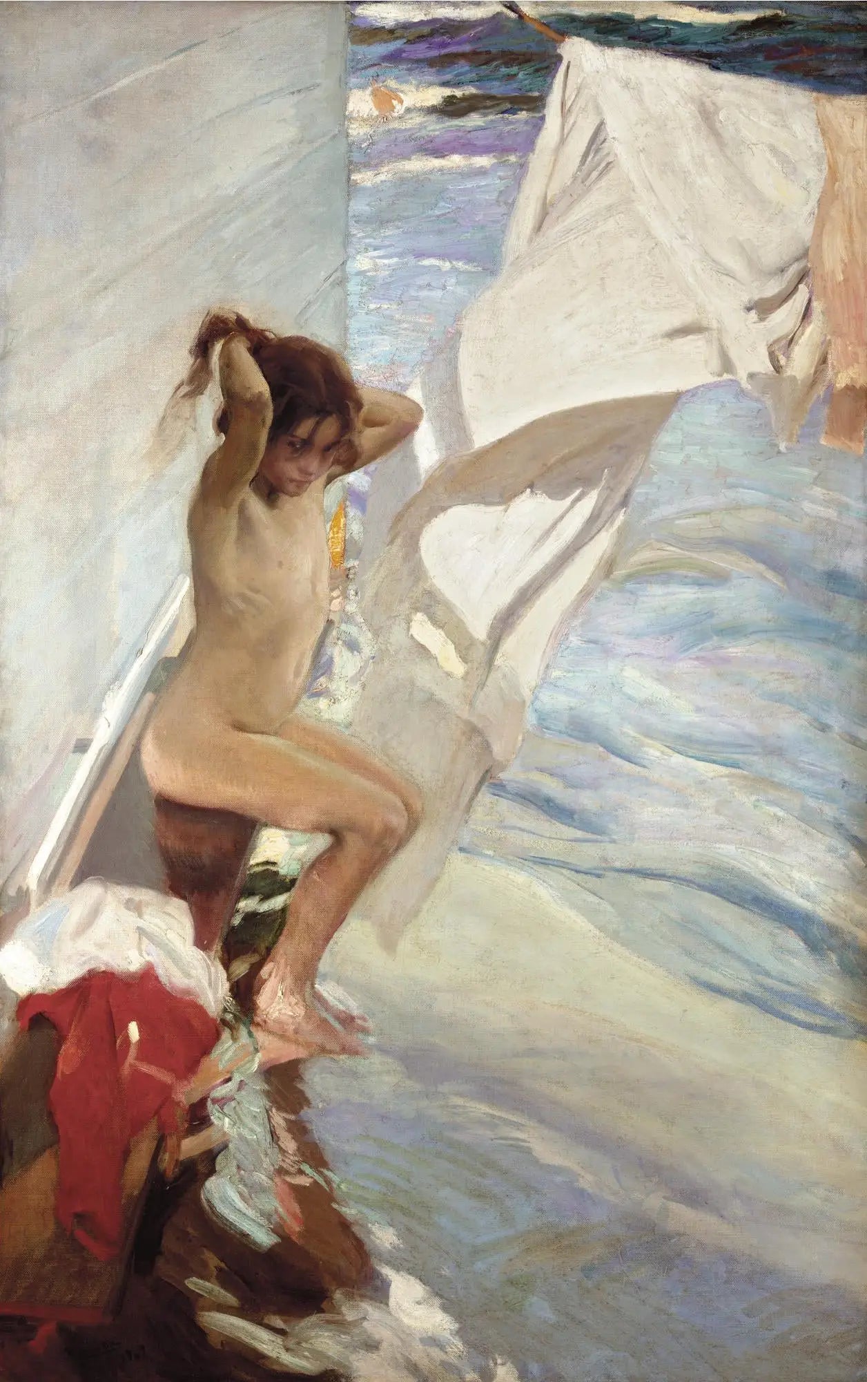 Reproduction du tableau « Avant le bain - Joaquín Sorolla » par Alpha Reproduction en peinture à l’huile