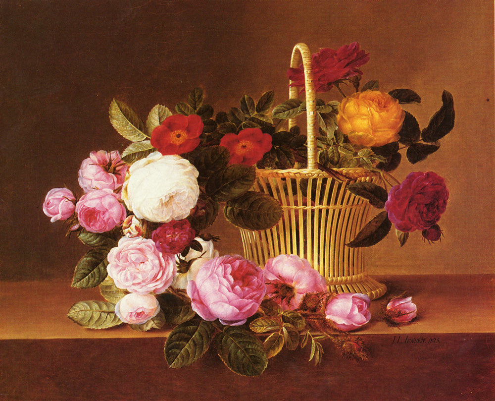 Panier de roses sur un entablement de Johan Laurentz Jensen