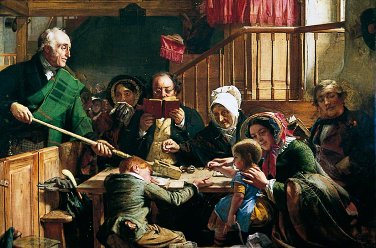 La Quête dans une église écossaise, John Phillip, 1855, peinture à l’huile
