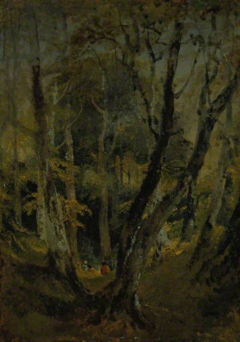 Reproduction du tableau « A Beech Wood with Gypsies seated in the Distance - J. M. W. Turner » par Alpha Reproduction en peinture à l’huile