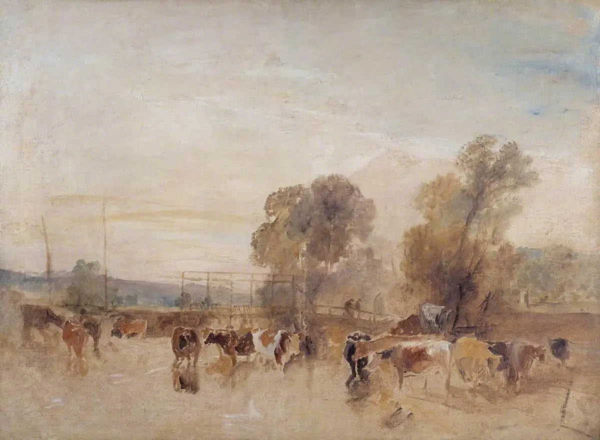 Reproduction du tableau « Weir and Cattle - J. M. W. Turner » par Alpha Reproduction en peinture à l’huile