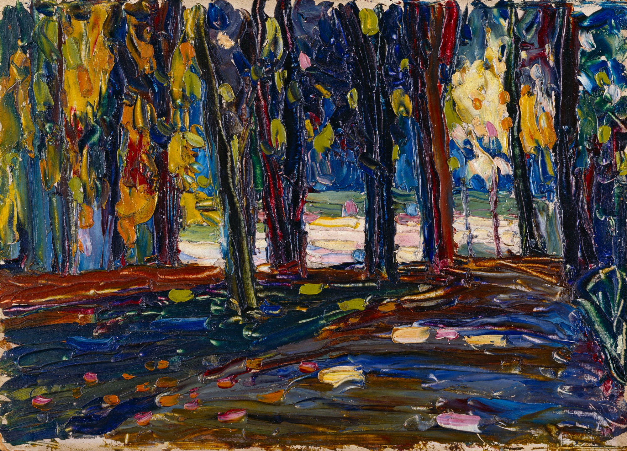 Reproduction du tableau « Dans le parc de Saint-Cloud - Automne II - Vassily Kandinsky » par Alpha Reproduction en peinture à l’huile