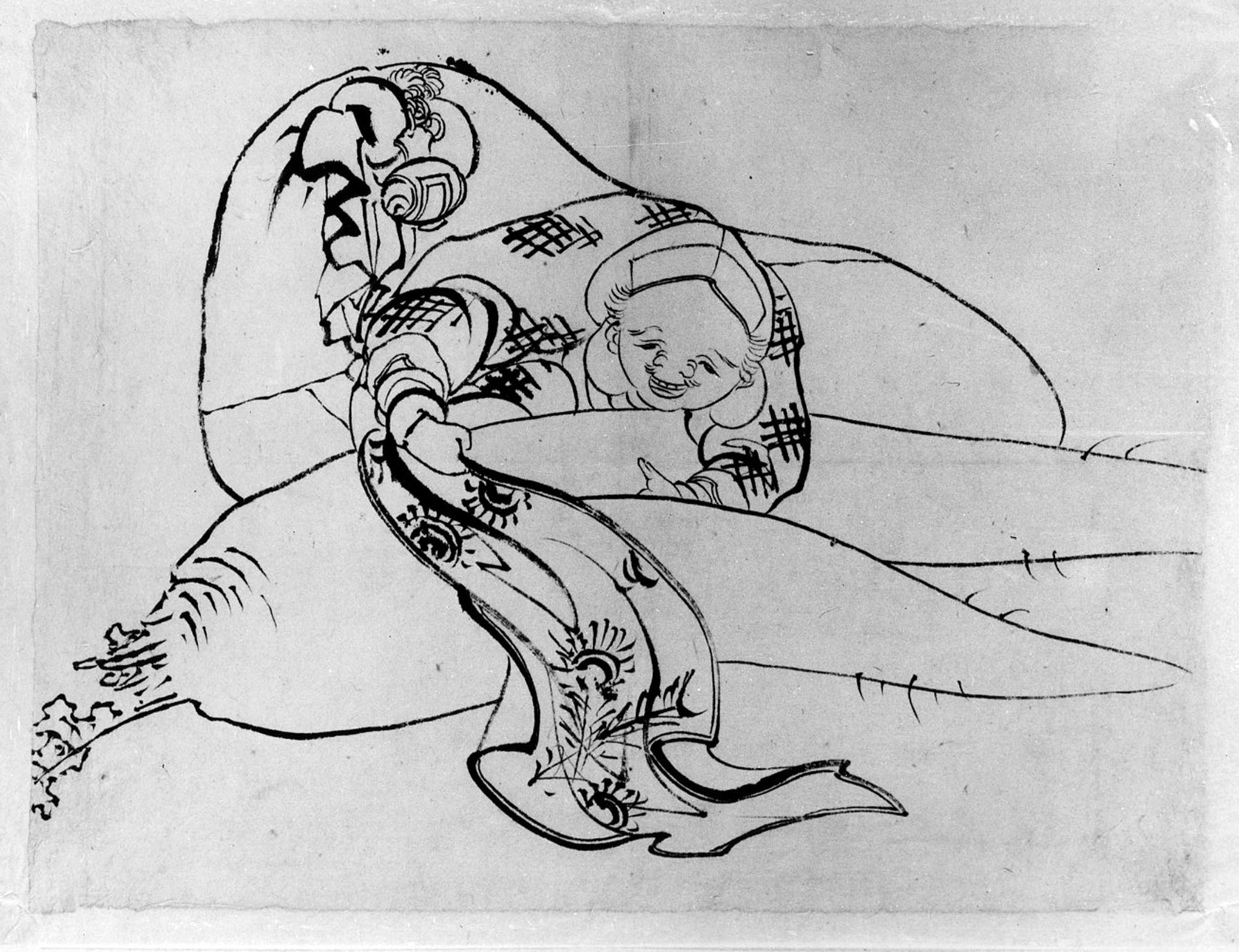 Daikoku (Dieu de la chance) avec radis - Hokusai