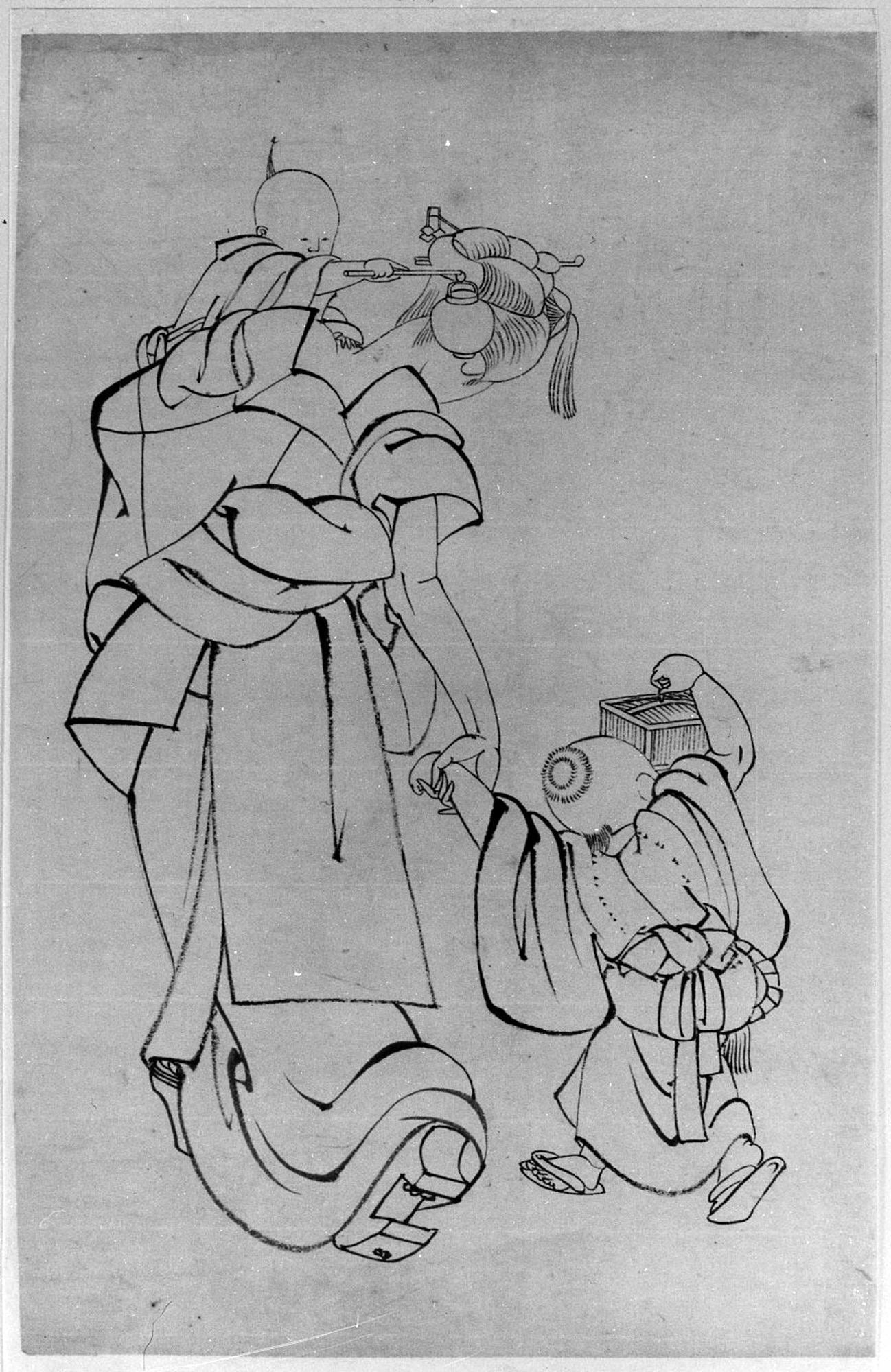 Mère et enfants dans une nuit d'été - Hokusai