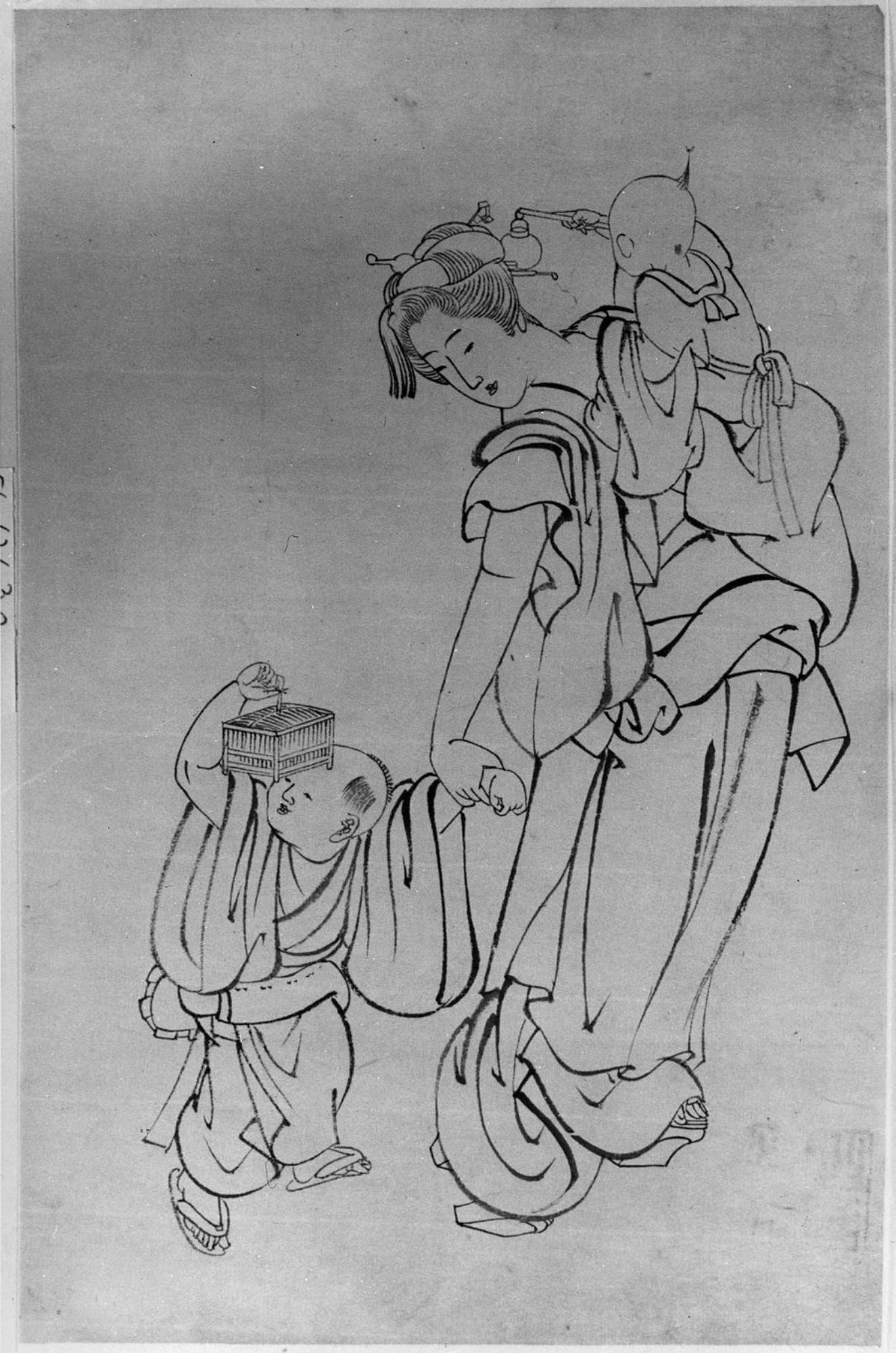 Mère et enfants dans une nuit d'été - Hokusai