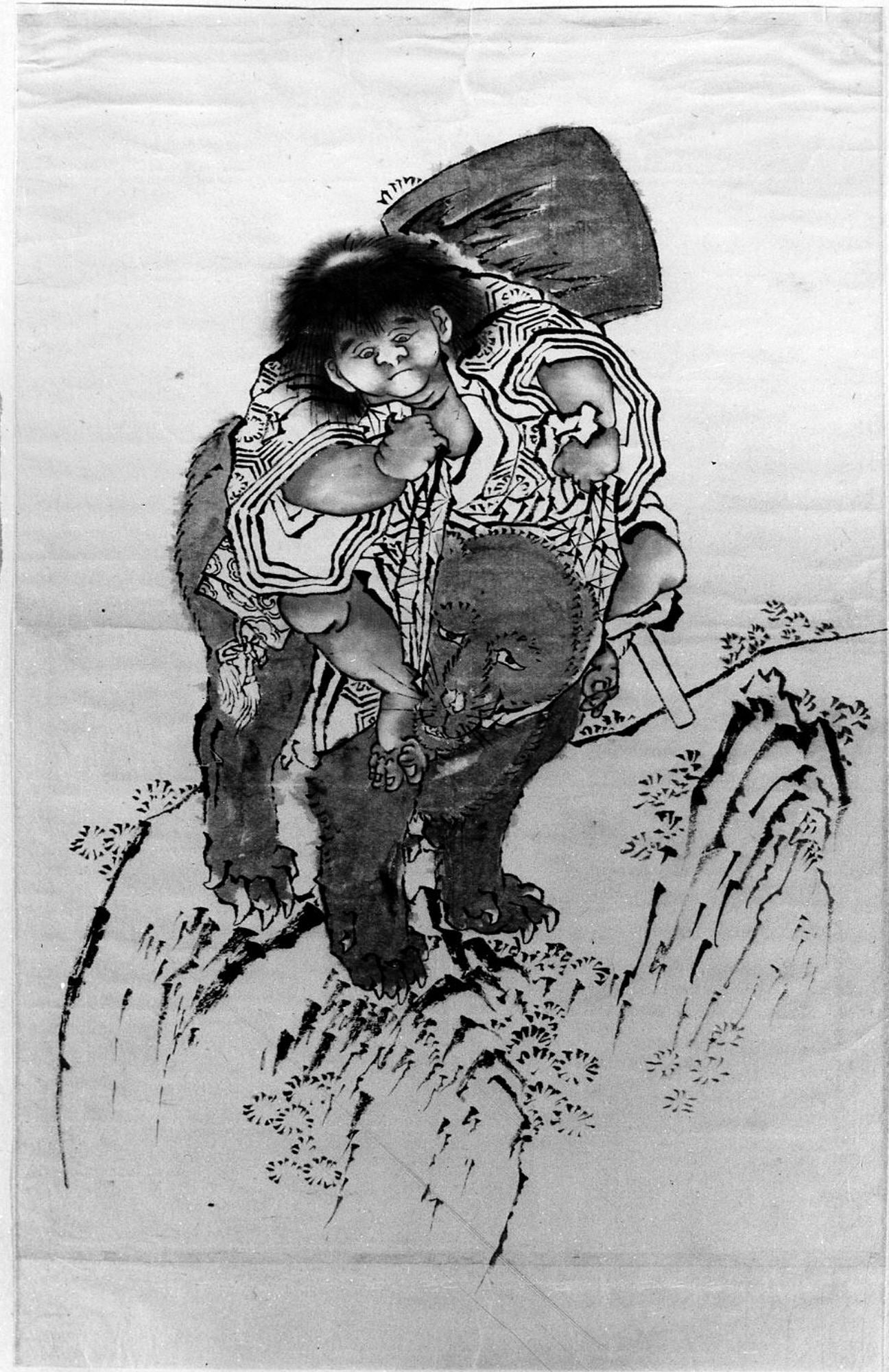 Sakata Kintoki chevauchant un ours - Hokusai