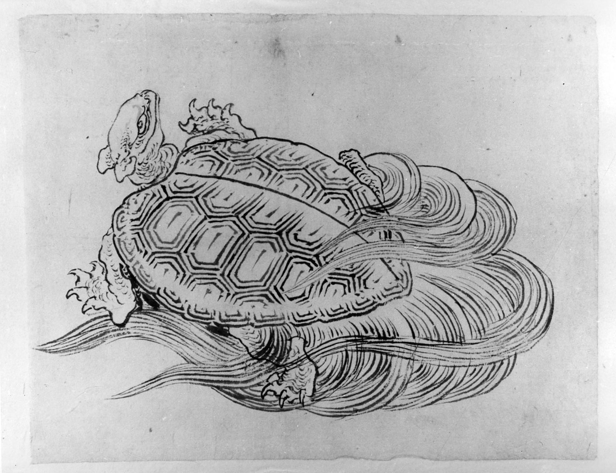 Tortue de mer (emblème de longévité) - Hokusai