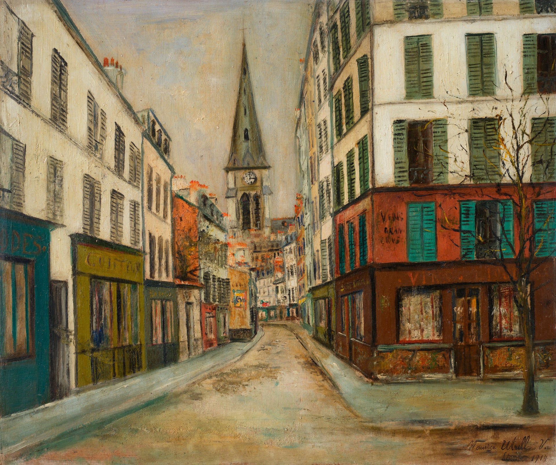 La Rue et l'église - Maurice Utrillo