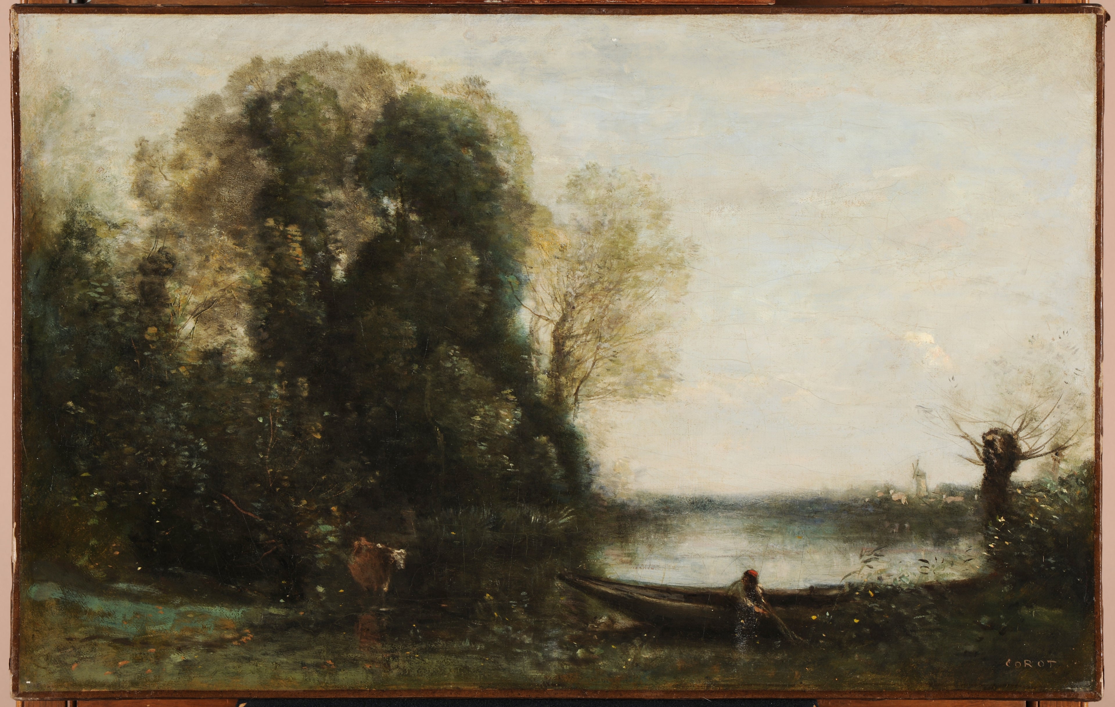 Le pêcheur en barque à la rive - Jean-Baptiste Camille Corot
