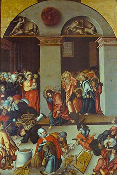 Expulsion des changeurs d'argent du temple - Lucas Cranach the Elder