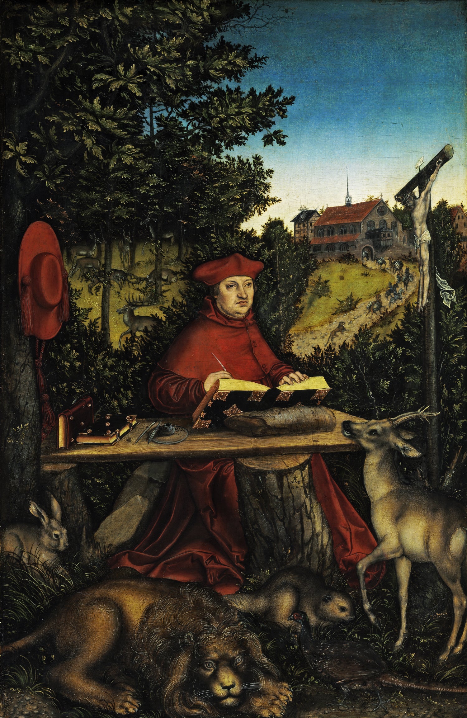 Le cardinal Albert de Brandebourg (1490-1545) dans le rôle de Saint Jérôme - Lucas Cranach the Elder