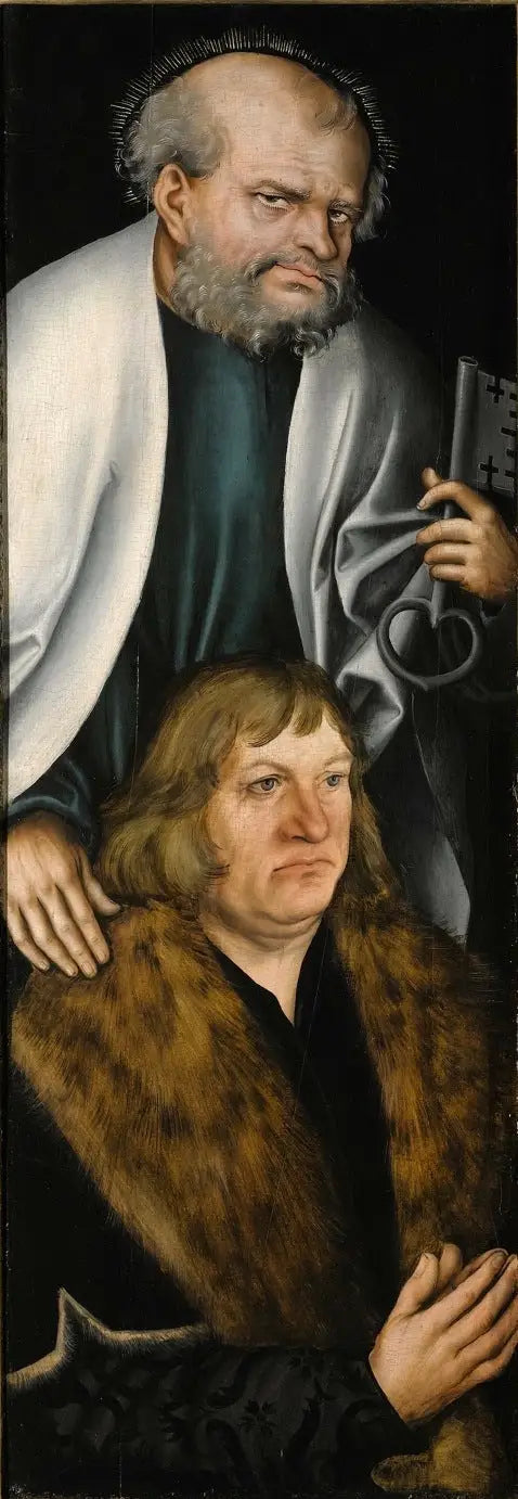 Retable de Feilitzsch [aile gauche verso] : Portrait de Jobst von Feilitzsch avec saint Pierre - Lucas Cranach the