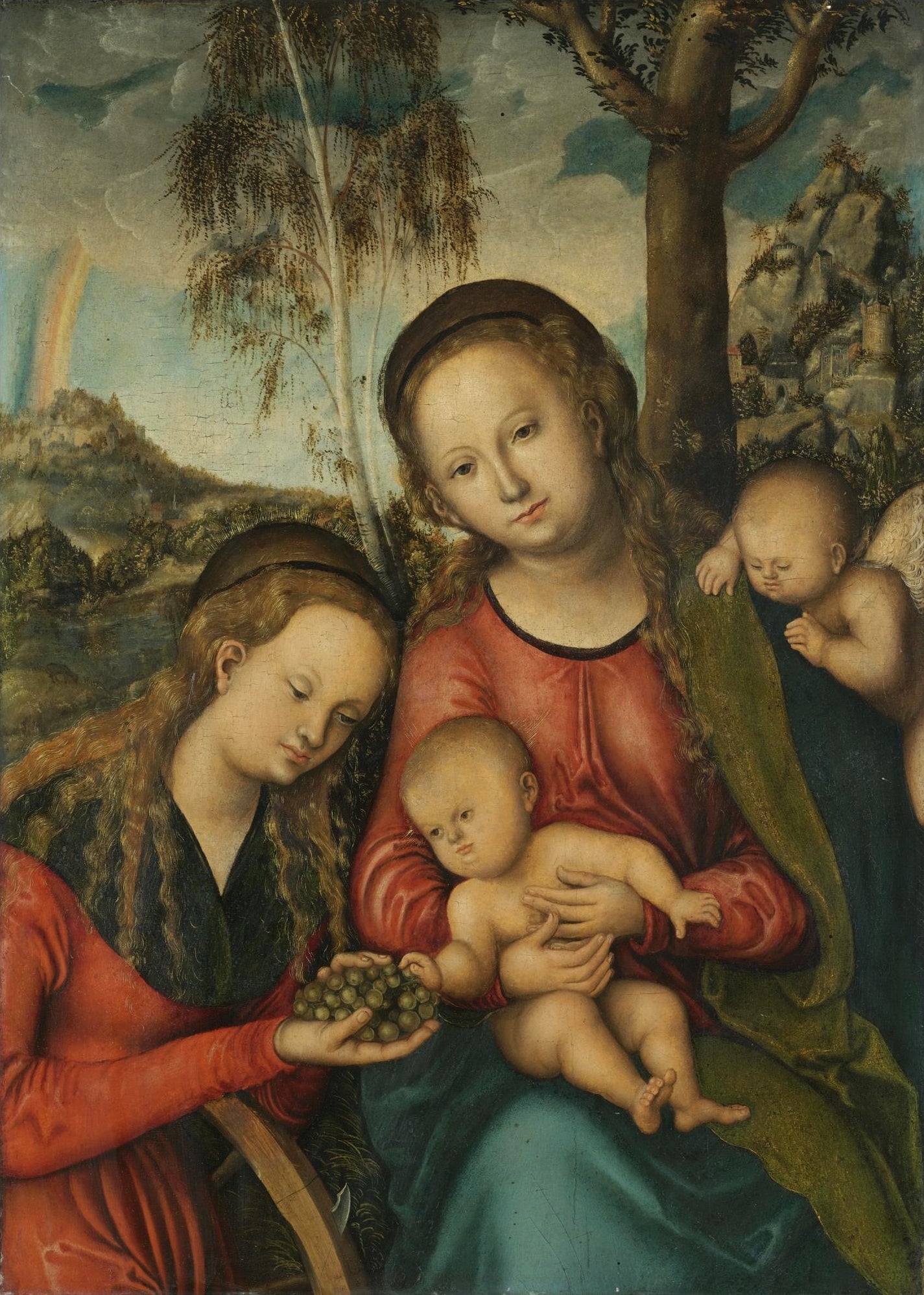 La Vierge à l'Enfant avec sainte Catherine avec des raisins - Lucas Cranach the Elder