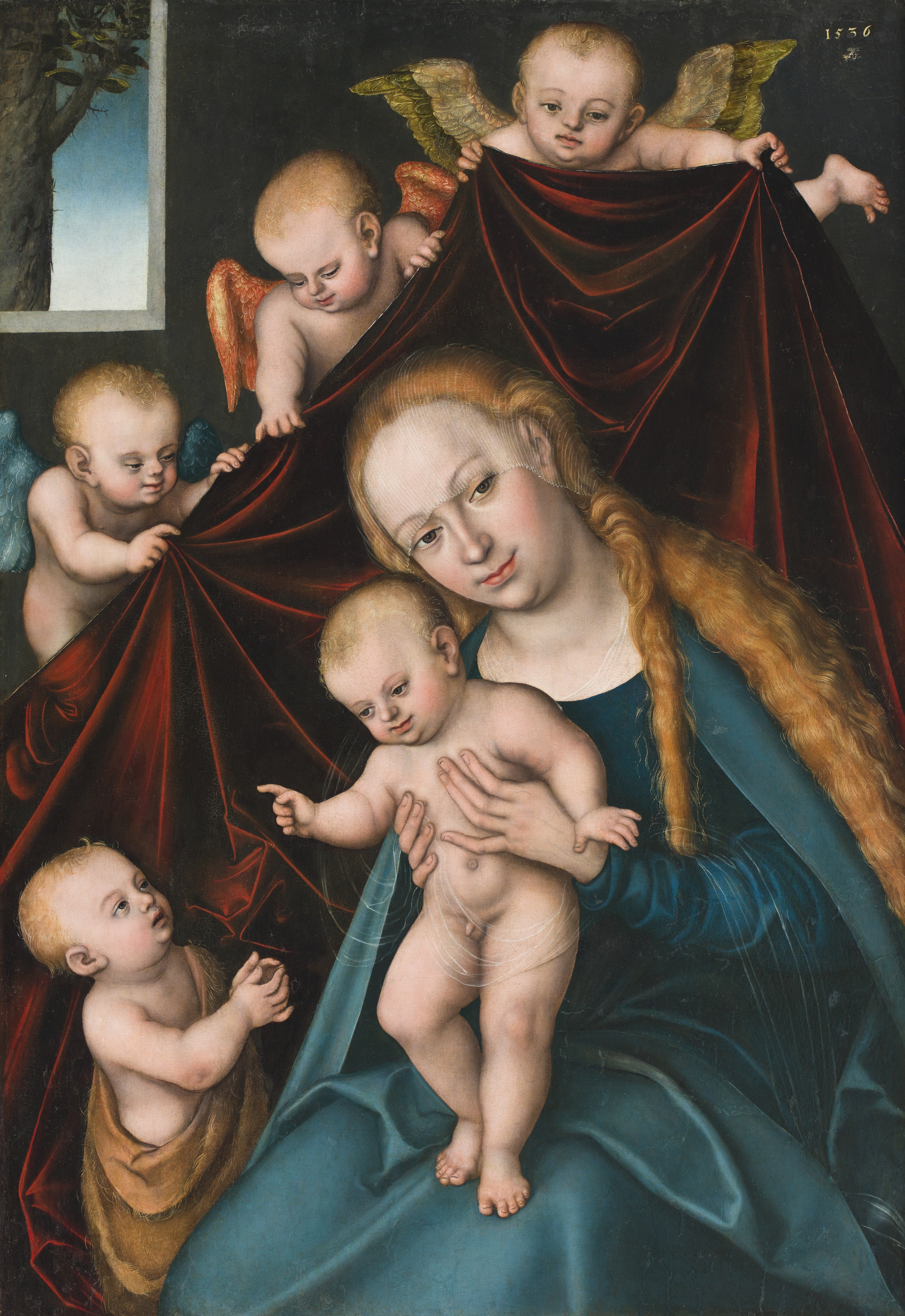 La Vierge à l'Enfant avec saint Jean-Baptiste enfant et des anges - Lucas Cranach the Elder