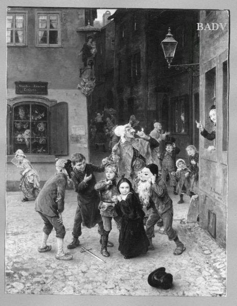 Scène de carnaval dans la rue - Ludwig Knaus