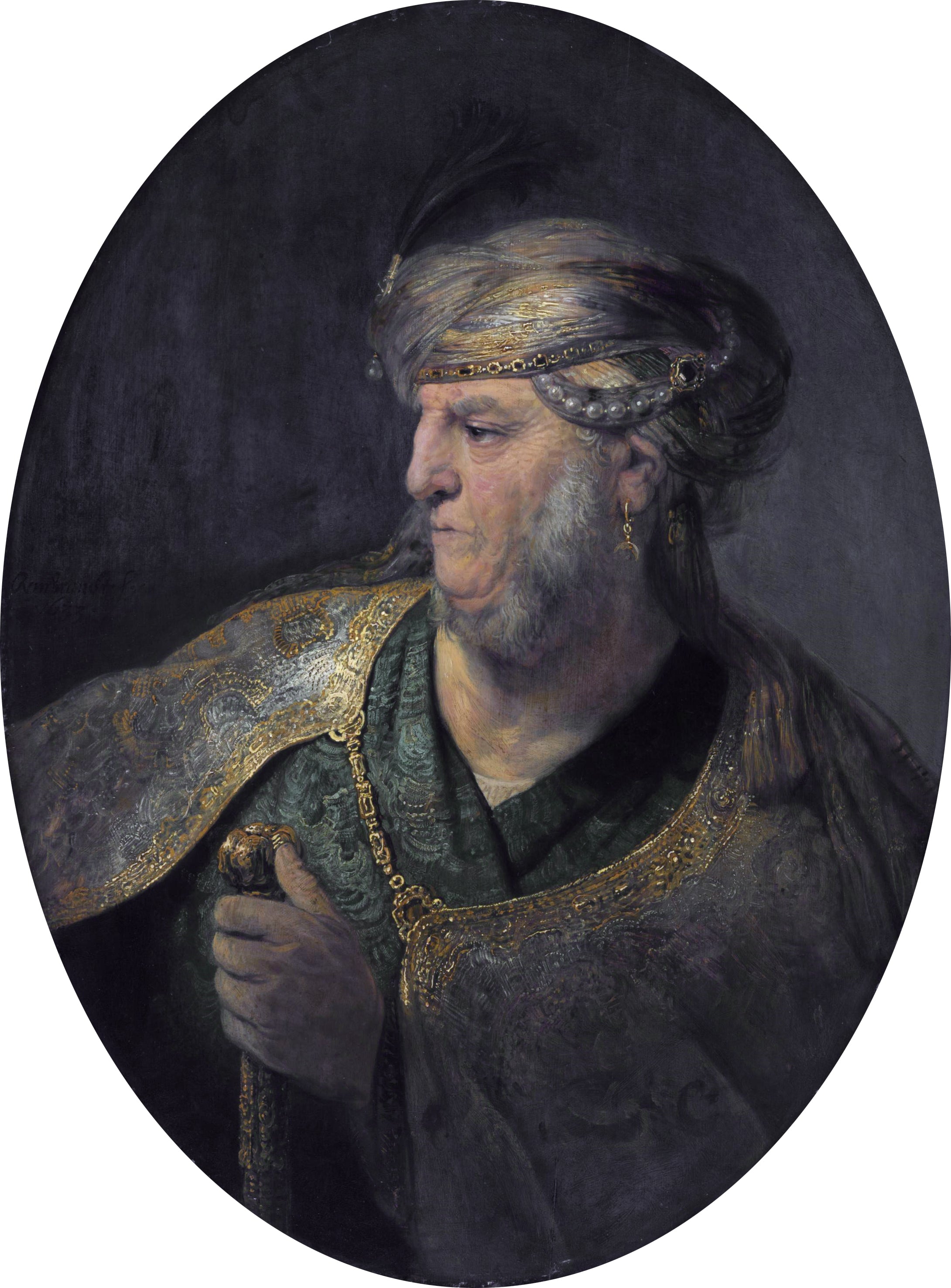 Reproduction du tableau « Homme en costume oriental - Rembrandt » par Alpha Reproduction en peinture à l’huile