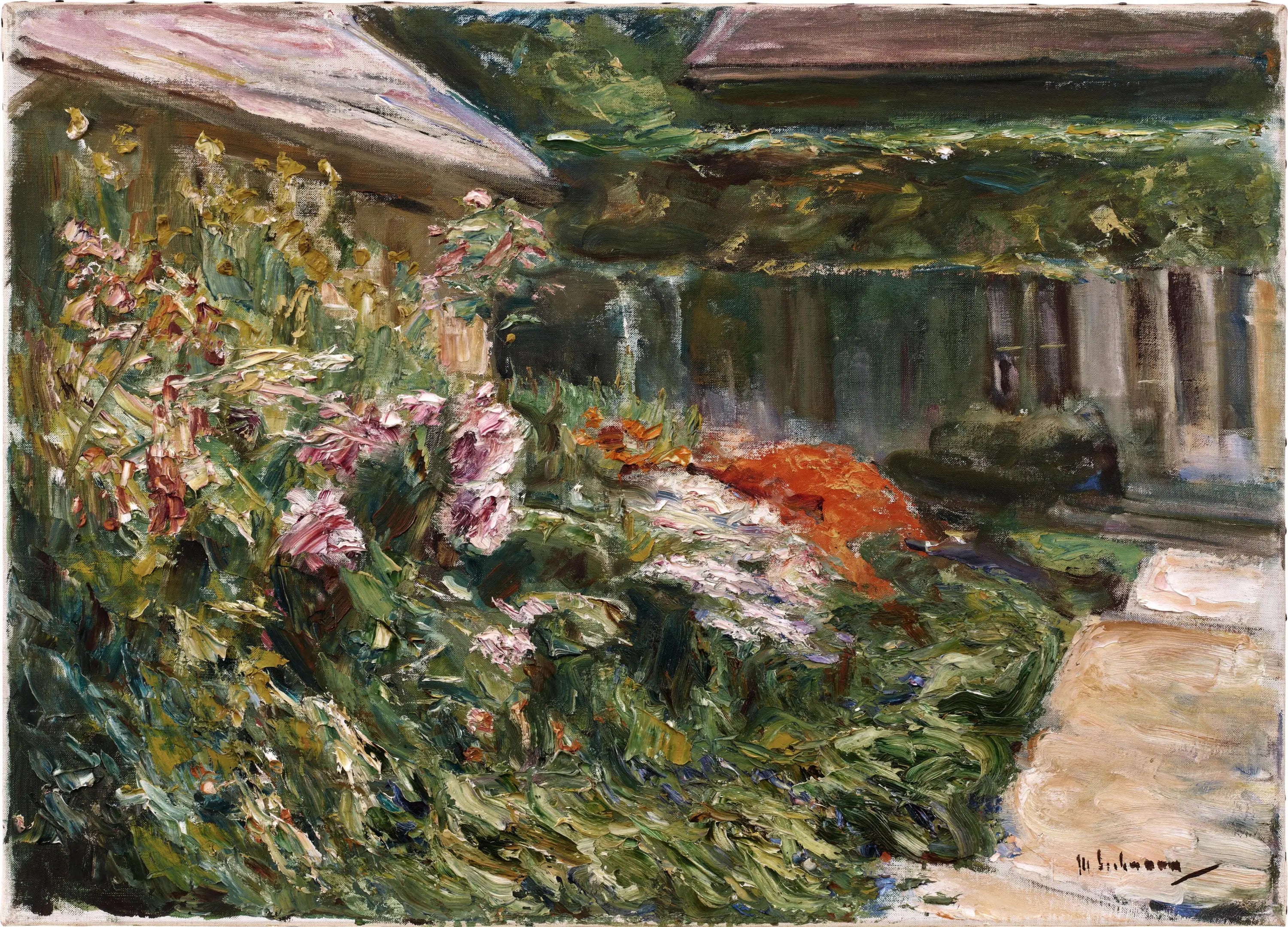 Arbustes à fleurs près de l’abri de jardin orientés nord-est - Max Liebermann - Alpha Reproduction