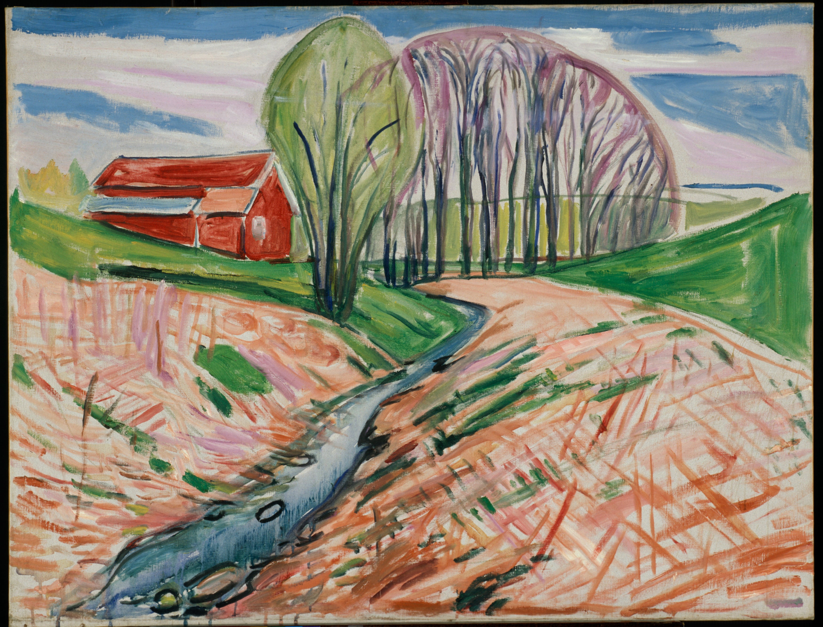 Reproduction du tableau « La Maison rouge - Edvard Munch » par Alpha Reproduction en peinture à l’huile