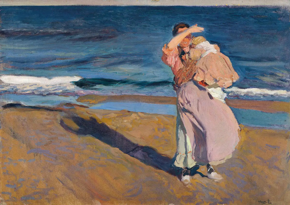 Reproduction du tableau « Pêcheuse avec son fils - Joaquín Sorolla » par Alpha Reproduction en peinture à l’huile