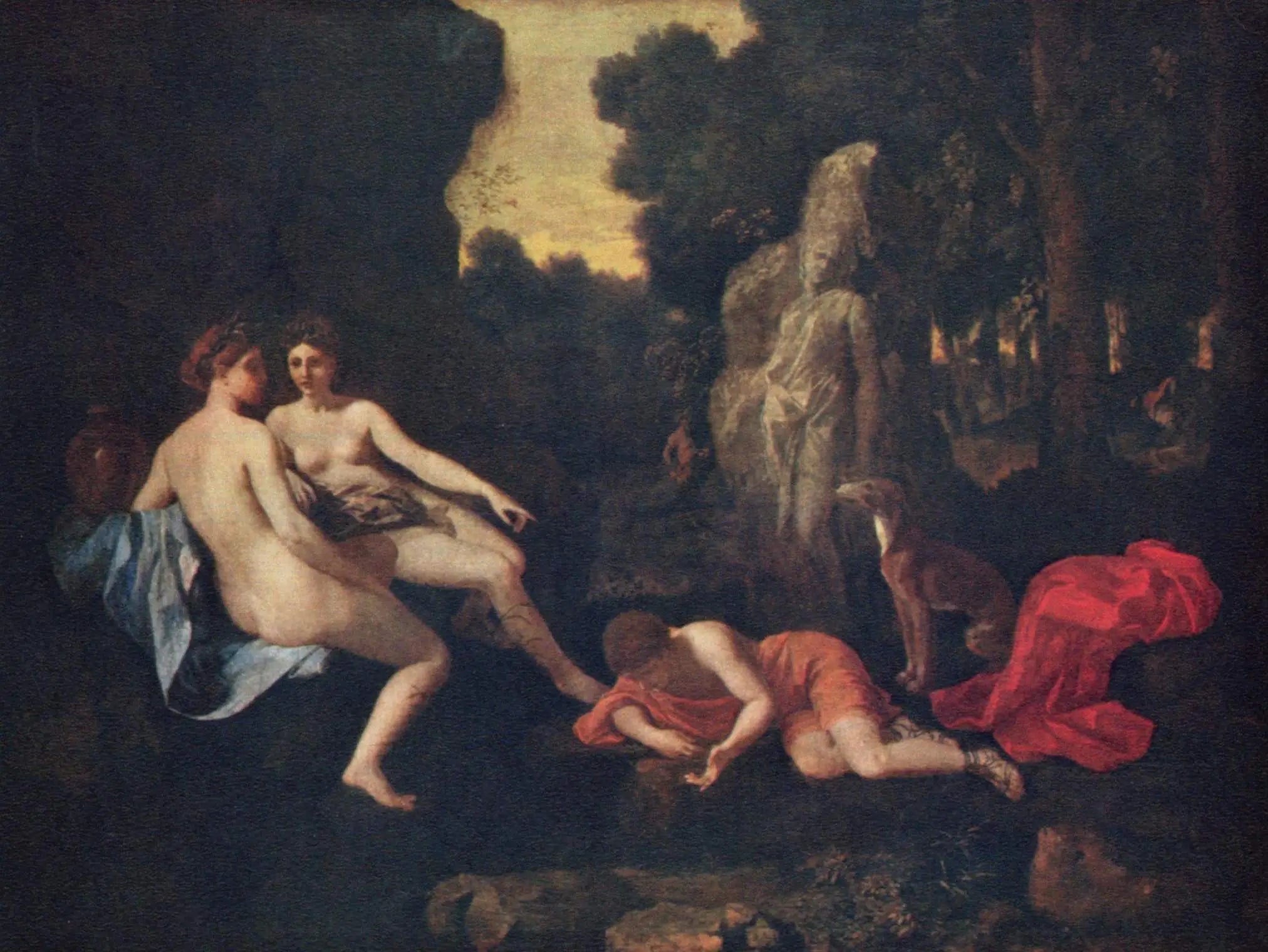 Narcisse avec deux nymphes et Écho - Nicolas Poussin - Alpha Reproduction