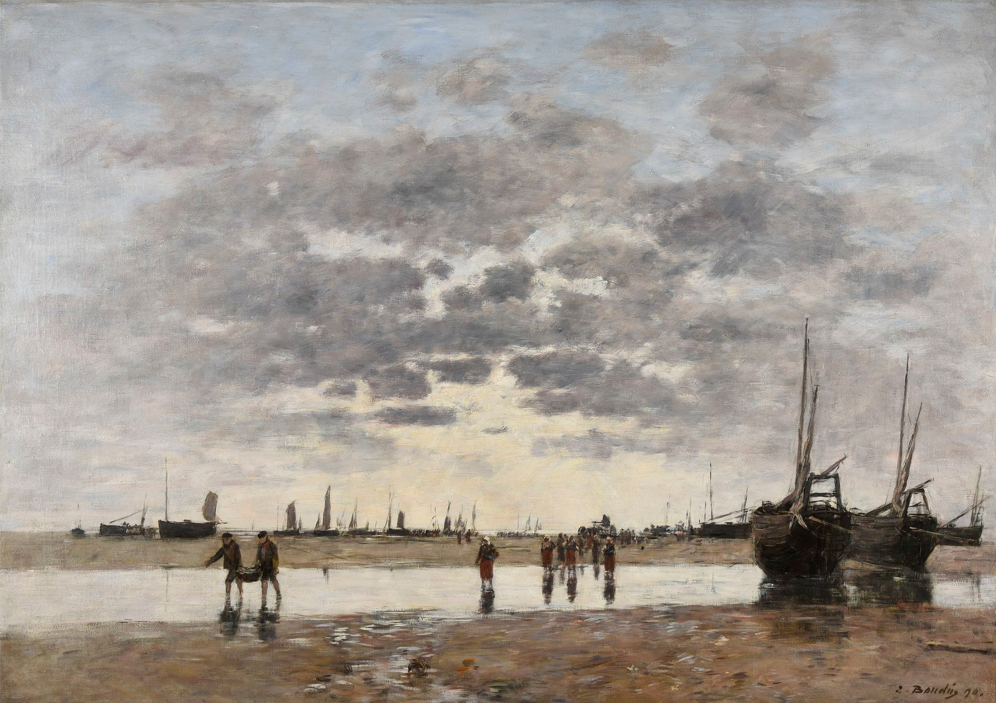 Reproduction du tableau « Berck : le retour des barques - Eugène Boudin » par Alpha Reproduction en peinture à l’huile