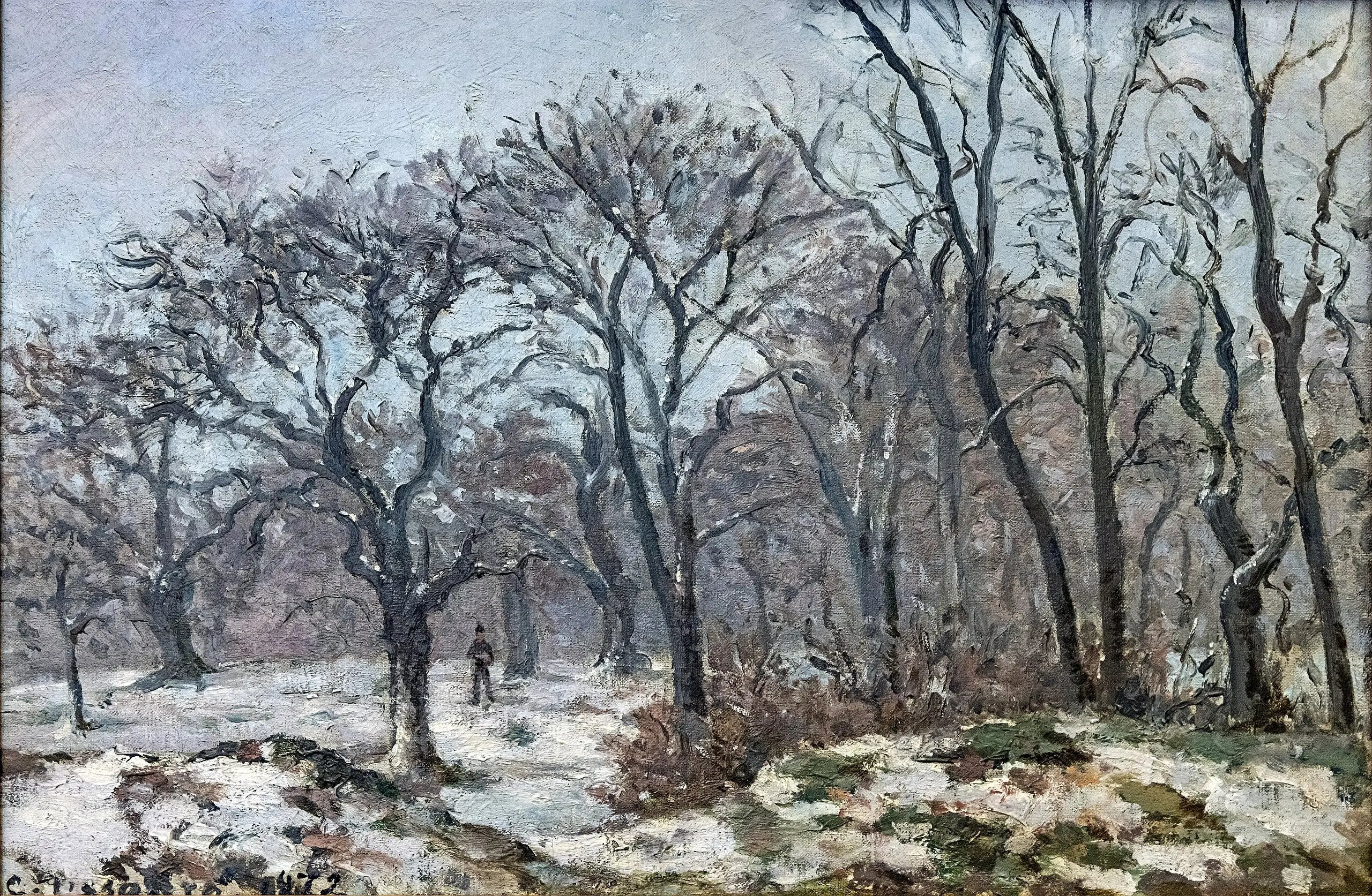 Reproduction du tableau « Bois de châtaigniers en hiver, Louveciennes - Camille Pissarro » par Alpha Reproduction en peinture à l’huile
