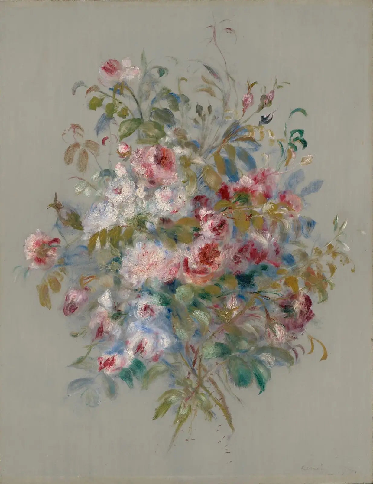 Reproduction du tableau « Bouquet de roses - Pierre-Auguste Renoir » par Alpha Reproduction en peinture à l’huile