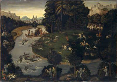 Chasse aux cerfs de Frédéric le Sage avec l’empereur Maximilien Ier - Lucas Cranach the Elder - Alpha Reproduction