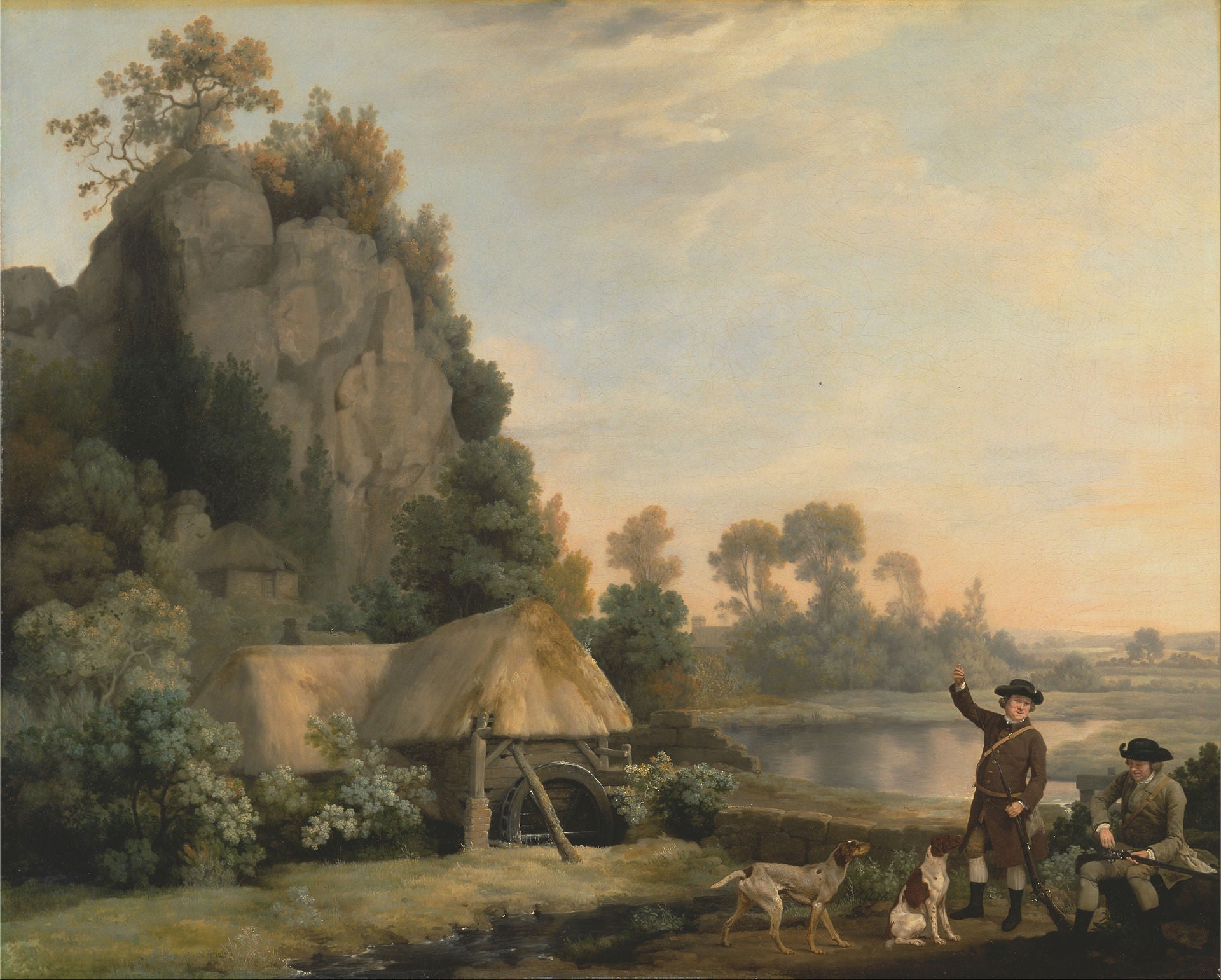 Deux messieurs partant à la chasse, avec vue sur Creswell Crags, prise sur place - George Stubbs