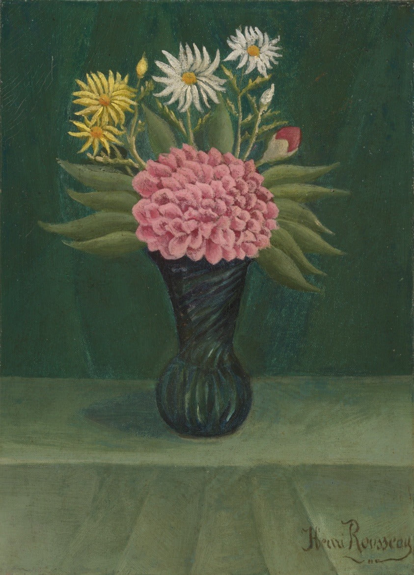Fleurs et dahlia dans un vase - Henri Rousseau