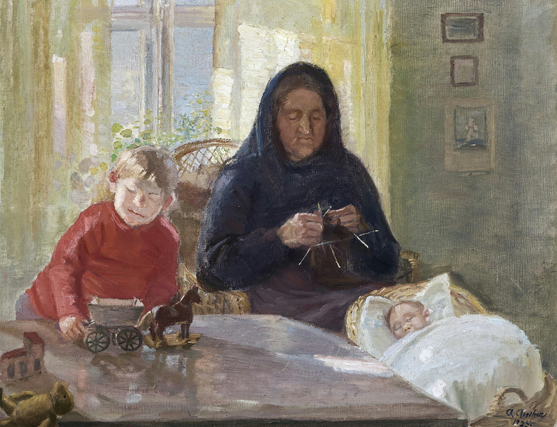 Grand-mère surveille les enfants. - Anna Ancher