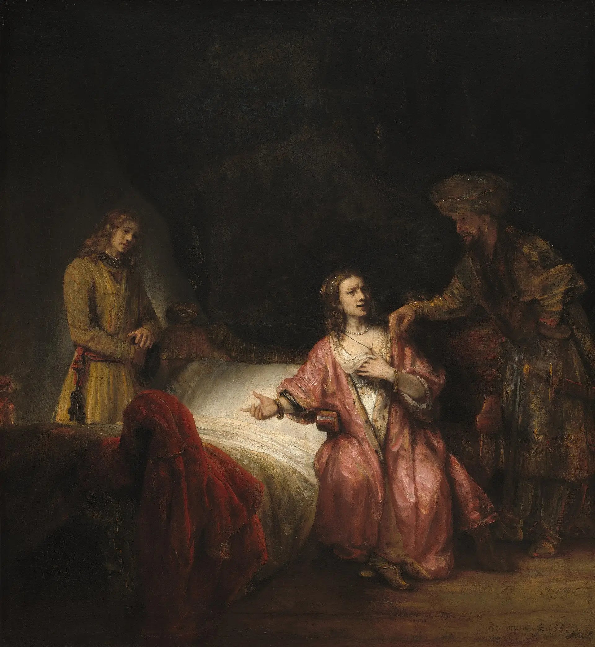 Reproduction du tableau « Joseph accusé par la femme de Potiphar - Rembrandt » par Alpha Reproduction en peinture à l’huile
