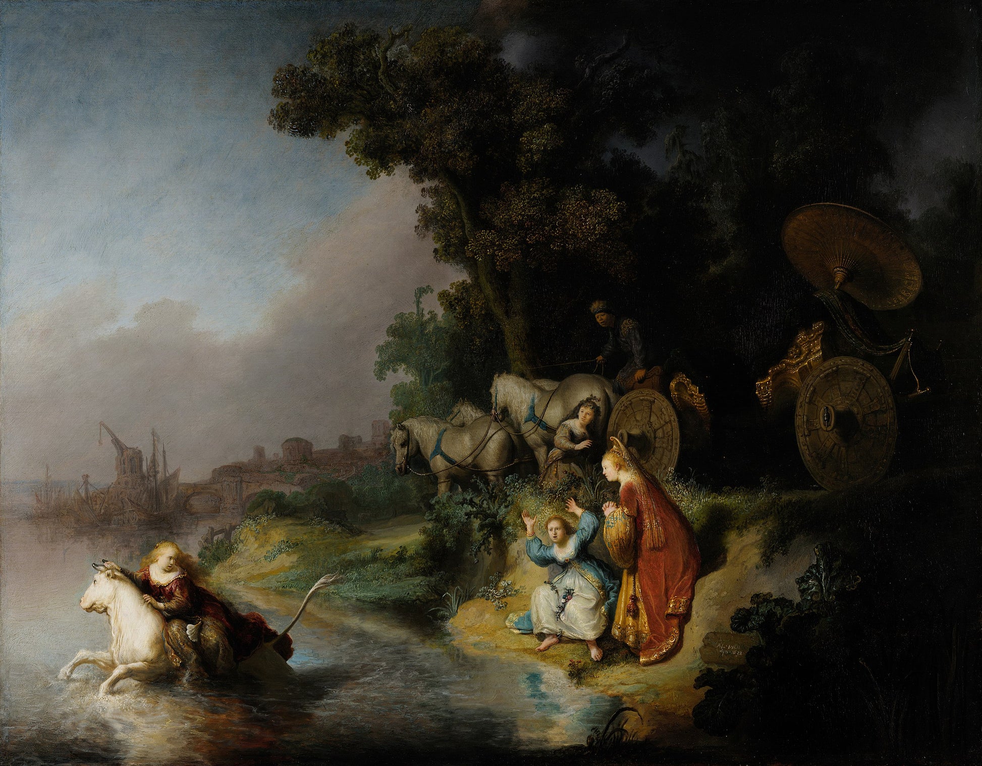 Reproduction du tableau « L'Enlèvement d'Europe - Rembrandt » par Alpha Reproduction en peinture à l’huile