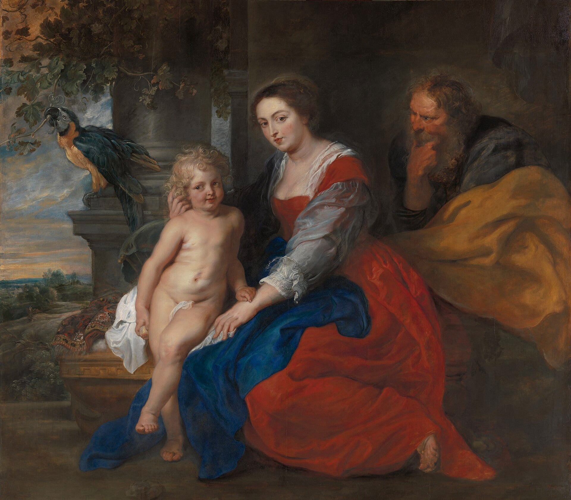 La Sainte Famille avec le perroquet - Peter Paul Rubens